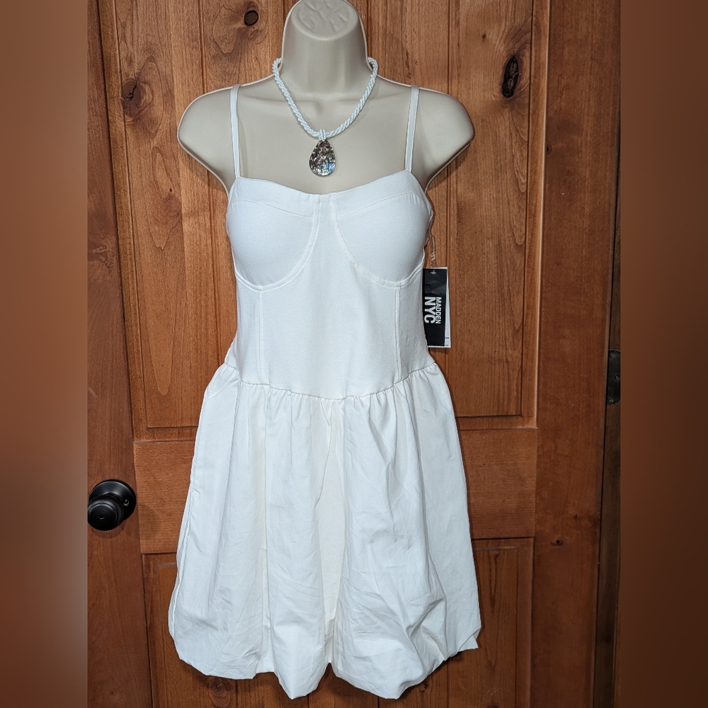 Madden NYC Chic‎ White Mini Dress with Spaghetti Straps